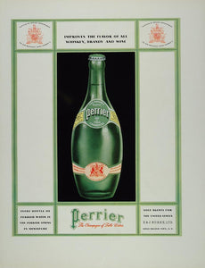 1934 Color Ad Perrier Spring Bottled Water Green Bottle - ORIGINAL FT1