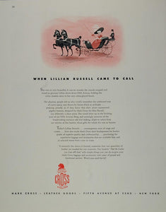 1943 Ad Mark Cross Leather Rein Lillian Russell Phaeton - ORIGINAL FT2
