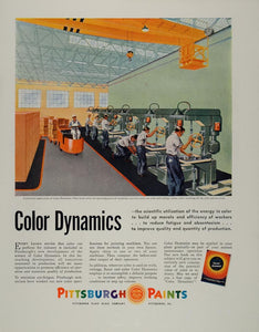 1943 Ad Pittsburgh Paints Color Dynamics Factory Plant - ORIGINAL FT2