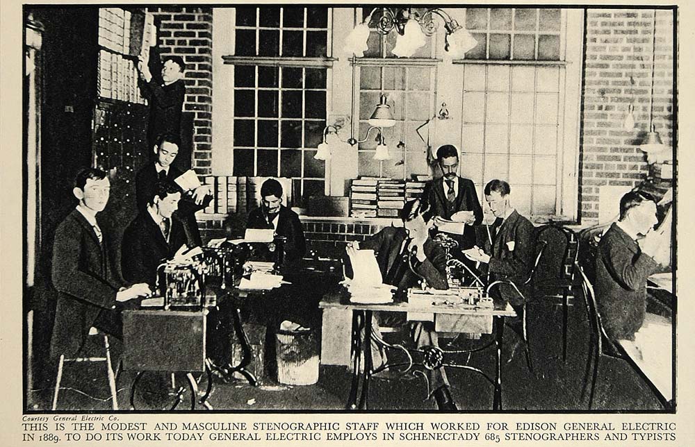 1931 Print Male Stenographers Edison General Electric ORIGINAL HISTORIC FT3