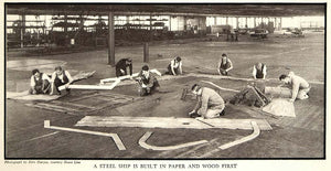 1934 Halftone Print Shipbuilding Workers Shipyard - ORIGINAL HISTORIC IMAGE FT3