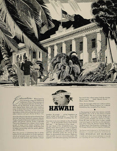 1936 Ad Travel Hawaii University Melbourne Brindle B/W - ORIGINAL FT4