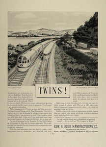 1936 Ad Budd Steel Twin Zephyrs Train Burlington Route - ORIGINAL FT4