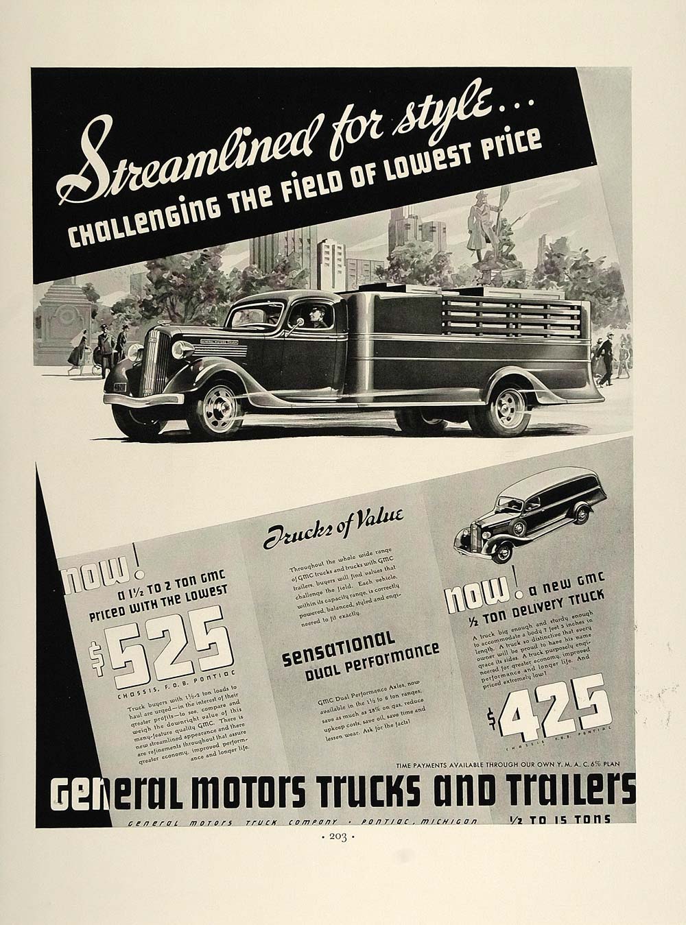 1936 Ad General Motors Trucks GMC 1/2 Ton Delivery Van - ORIGINAL FT4