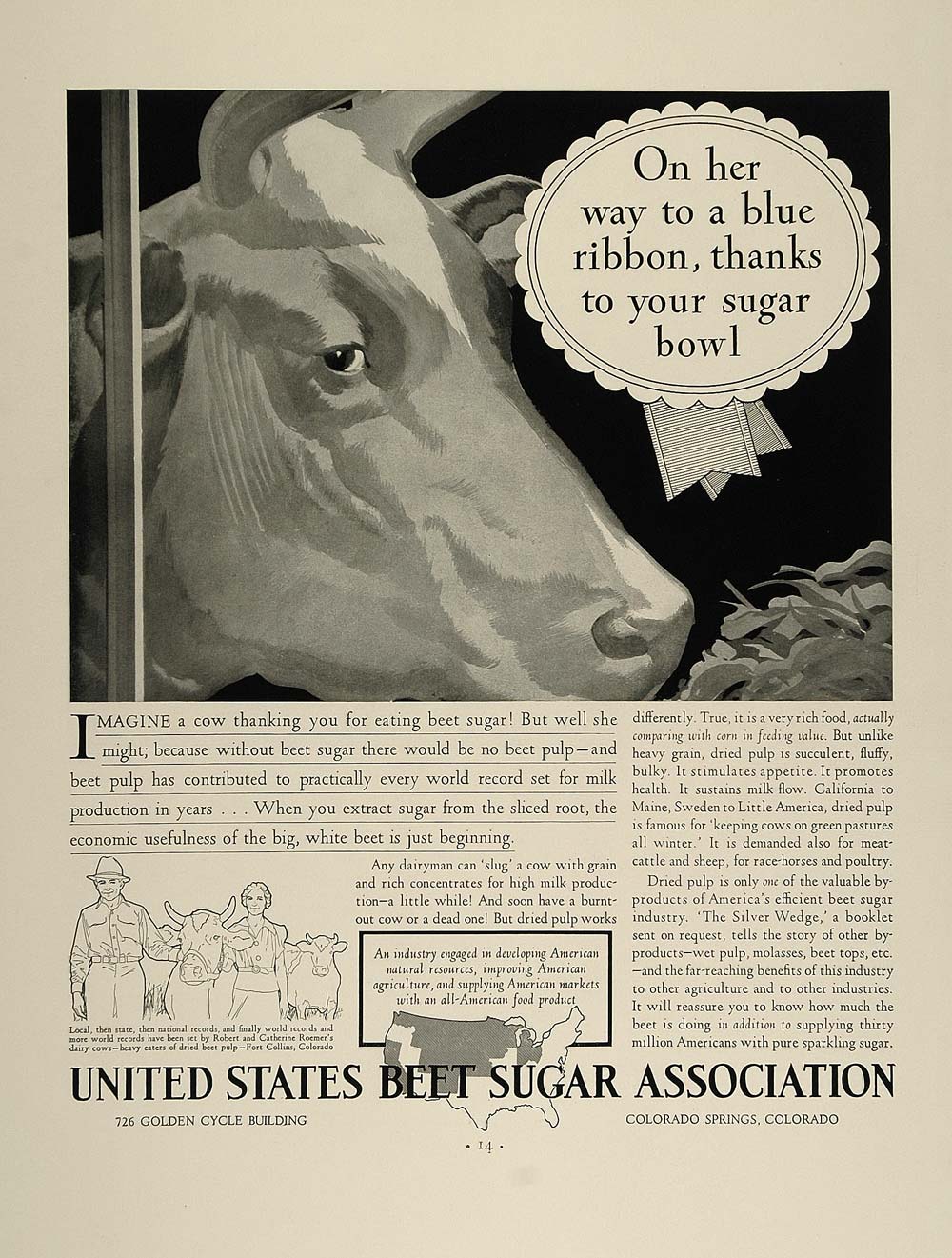 1936 Ad U. S. Beet Sugar Association Milk Cow Feed - ORIGINAL ADVERTISING FT4