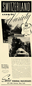 1939 Ad Swiss Federal Railroads Switzerland Travel - ORIGINAL ADVERTISING FT6A