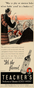 1940 Ad Teacher's Scotch Whisky Golf Toast Men Kilts - ORIGINAL ADVERTISING FT6A