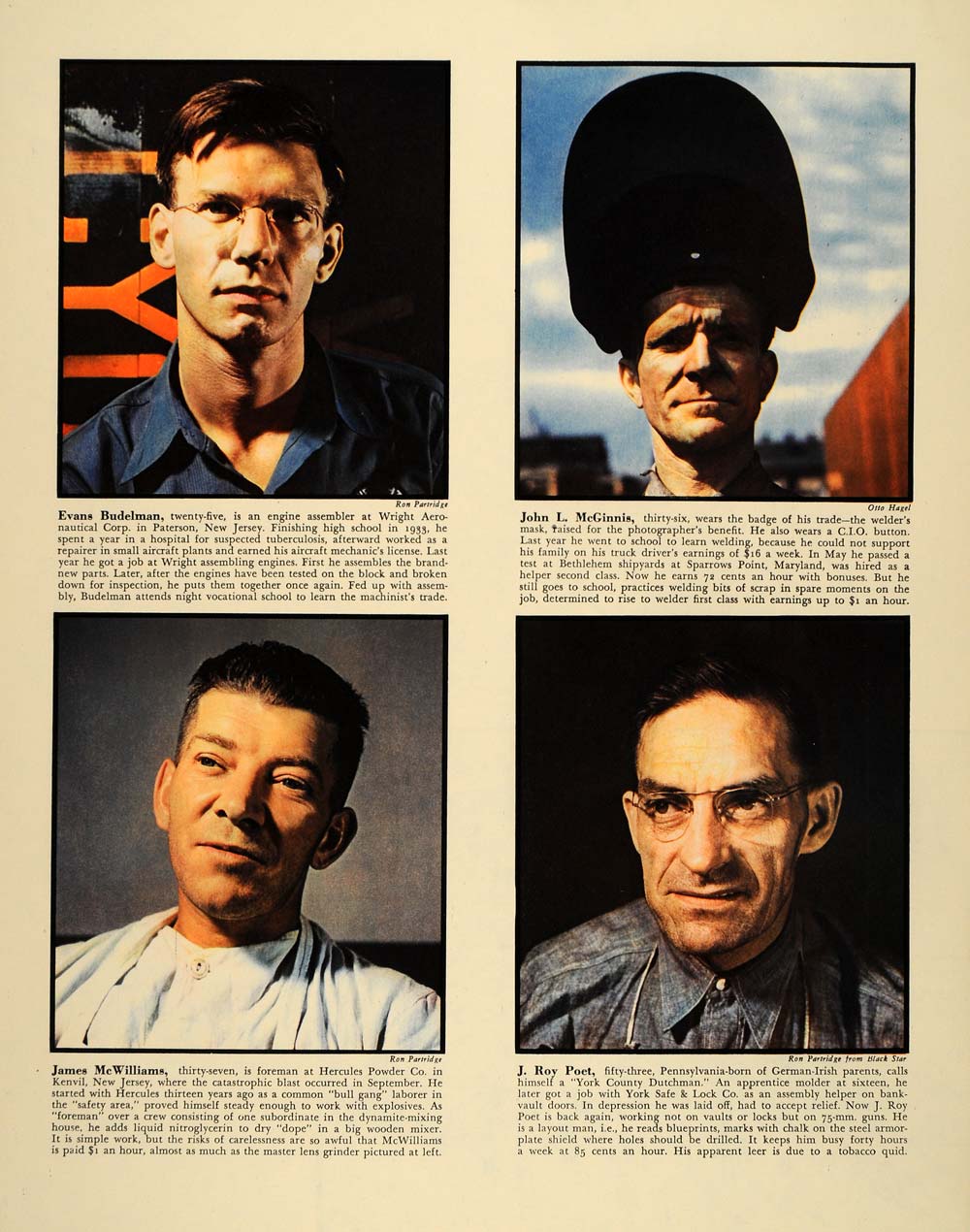 1940 WWII Defense Workers Korsnak Eggert Benge Print - ORIGINAL FT6B