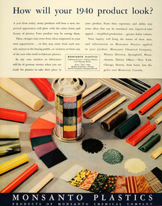 1939 Ad Monsanto Chemical Plastics Color Cellulose - ORIGINAL ADVERTISING FT6