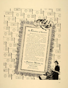 1939 Ad Pitney Bowes Postage Meter Mail Valentine Cupid - ORIGINAL FT6