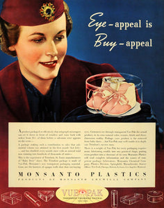 1939 Ad Monsanto Plastics Vue-Pak Pink Baby Deer Shoes - ORIGINAL FT6