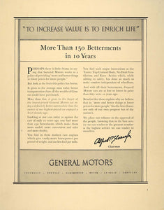1939 Ad GM General Motors Alfred P. Sloan Jr. Chairman - ORIGINAL FT6
