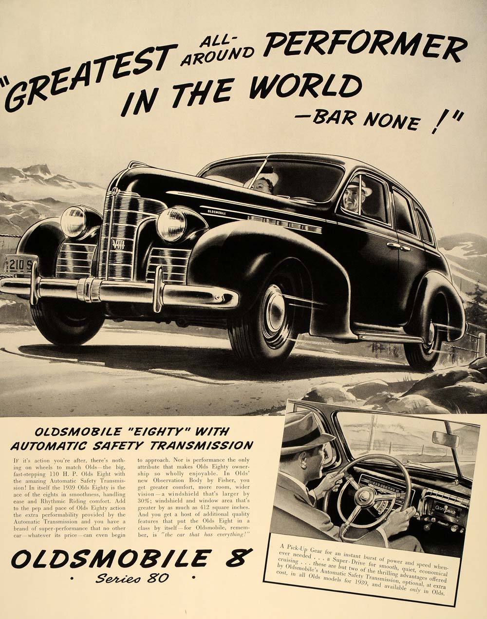 1939 Ad Oldsmobile 8 Series 80 Olds Automobile Vintage - ORIGINAL FT6