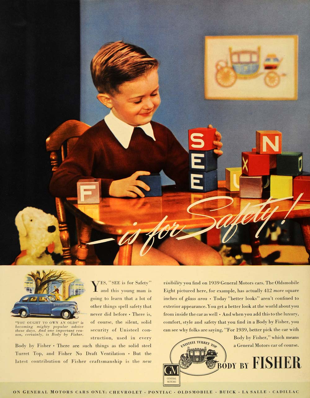 1939 Ad Fisher Automobile Body Boy Building Blocks - ORIGINAL ADVERTISING FT6