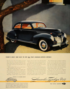1939 Ad Lincoln Zephyr V-12 Blue Automobile Sedan Car - ORIGINAL ADVERTISING FT6