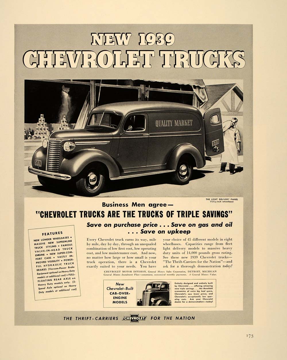 1939 Ad Chevrolet Chevy Truck Light Delivery Panel Van - ORIGINAL FT6