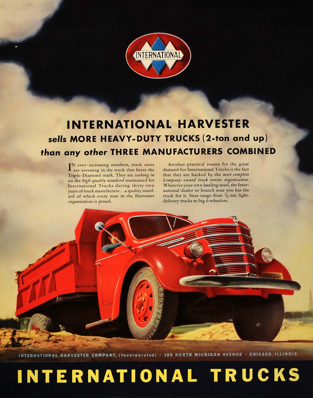 1939 Ad International Harvester Company Red Dump Truck - ORIGINAL FT6