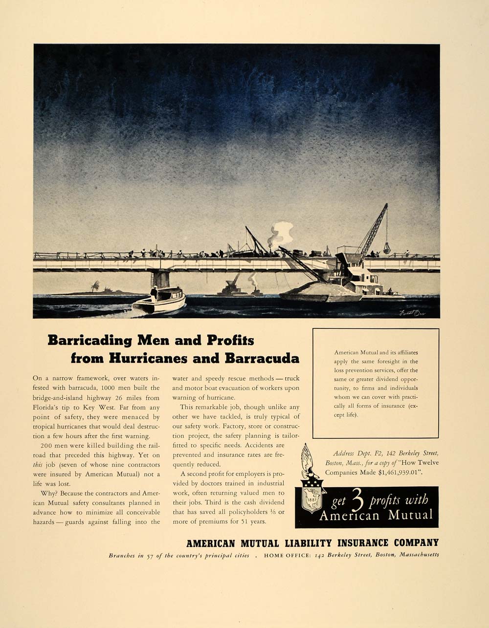 1939 Ad American Mutual Overseas Highway Key West FL - ORIGINAL ADVERTISING FT6