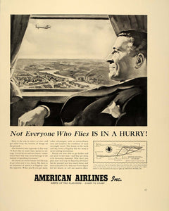 1939 Ad American Airlines Flagship Passenger Route Map - ORIGINAL FT6