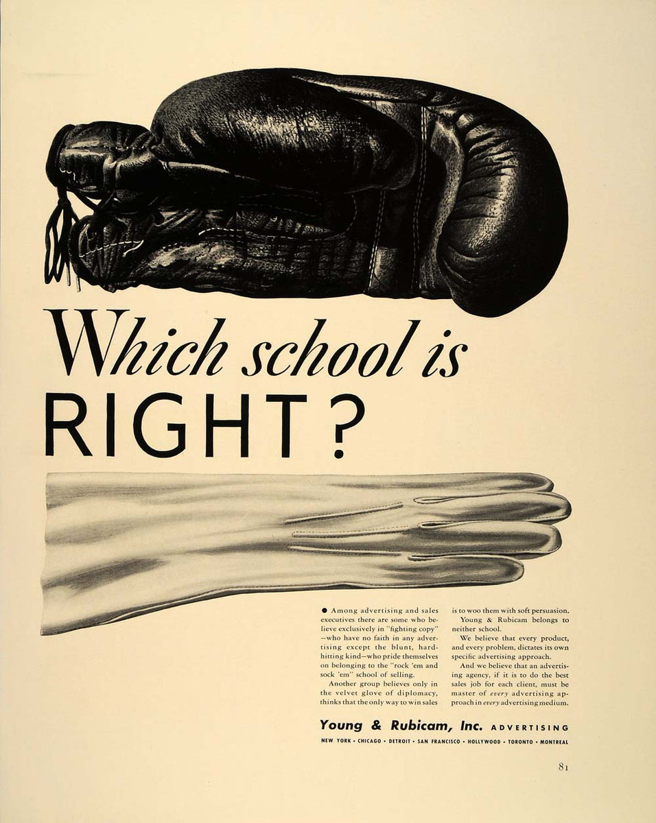 1939 Ad Young & Rubicam Advertising Boxing Ladies Glove - ORIGINAL FT6 ...