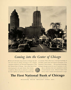 1939 Ad First National Bank of Chicago Street Traffic - ORIGINAL ADVERTISING FT6