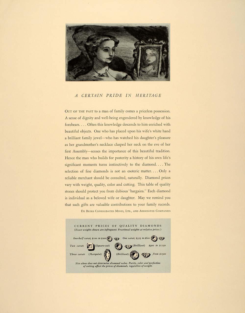 1939 Ad Diamond Prices De Beers Consolidated Mines - ORIGINAL ADVERTIS –  Period Paper Historic Art LLC