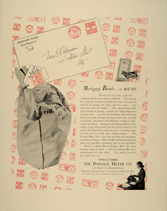 1939 Ad Piney Bowes Postage Meter Metered U.S. Mail Bag - ORIGINAL FT6