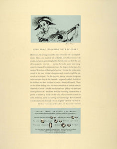 1939 Ad De Beers Diamond Prices Carets Cuts Minstrel - ORIGINAL ADVERTISING FT6