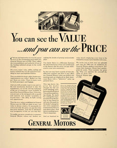 1939 Ad General Motors 1940 Automobile GM Car Price Tag - ORIGINAL FT6