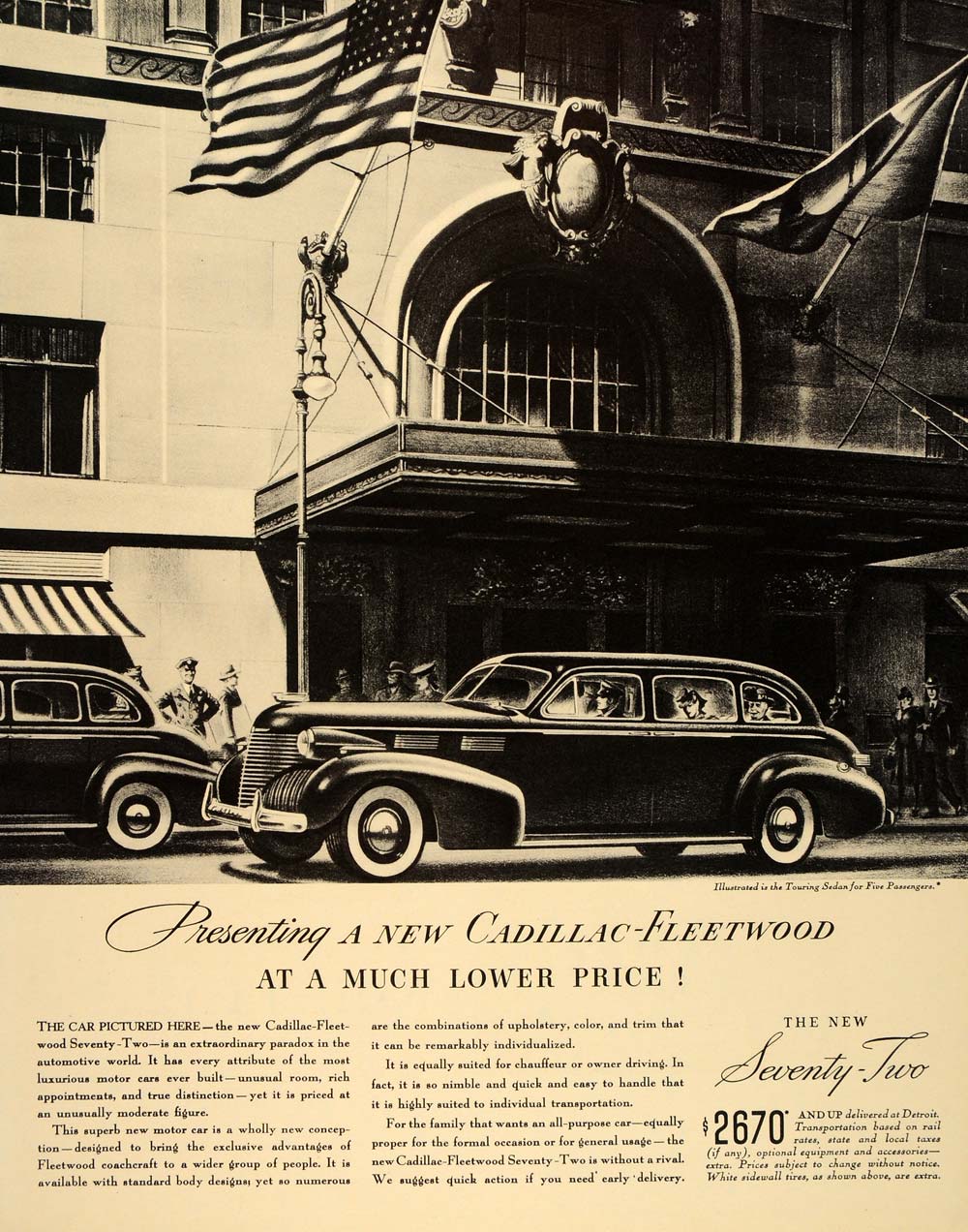 1939 Ad Cadillac Fleetwood Seventy Two Touring Sedan - ORIGINAL ADVERTISING FT6