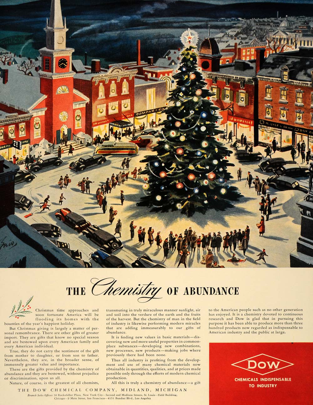 1939 Ad Dow Chemical Christmas Tree Town Square Church - ORIGINAL FT6