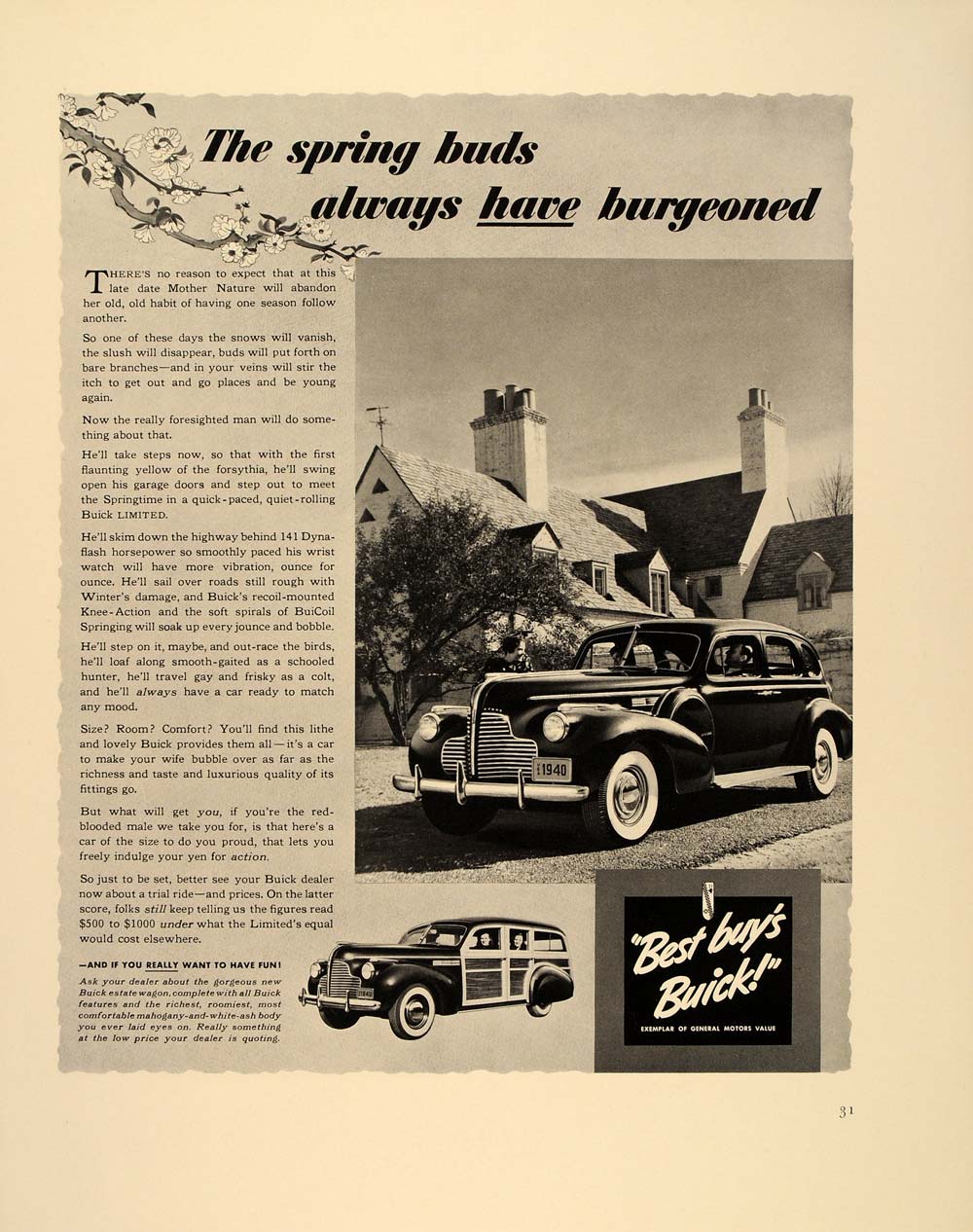 1940 Ad Buick Limited Car Station Wagon Woodie Vintage - ORIGINAL FT6