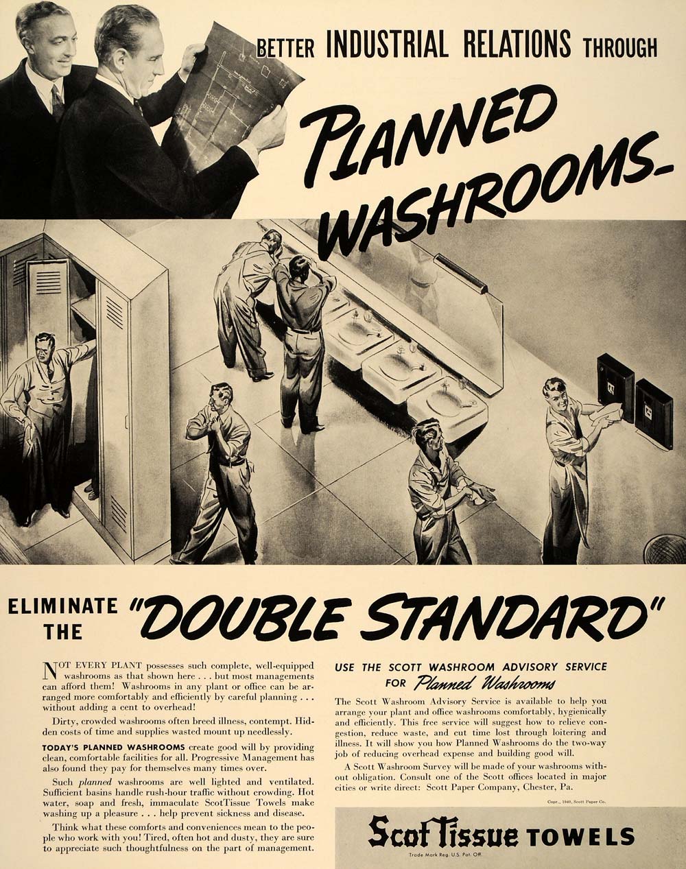 1940 Ad ScotTissue Paper Towels Plant Washroom Bathroom - ORIGINAL FT6