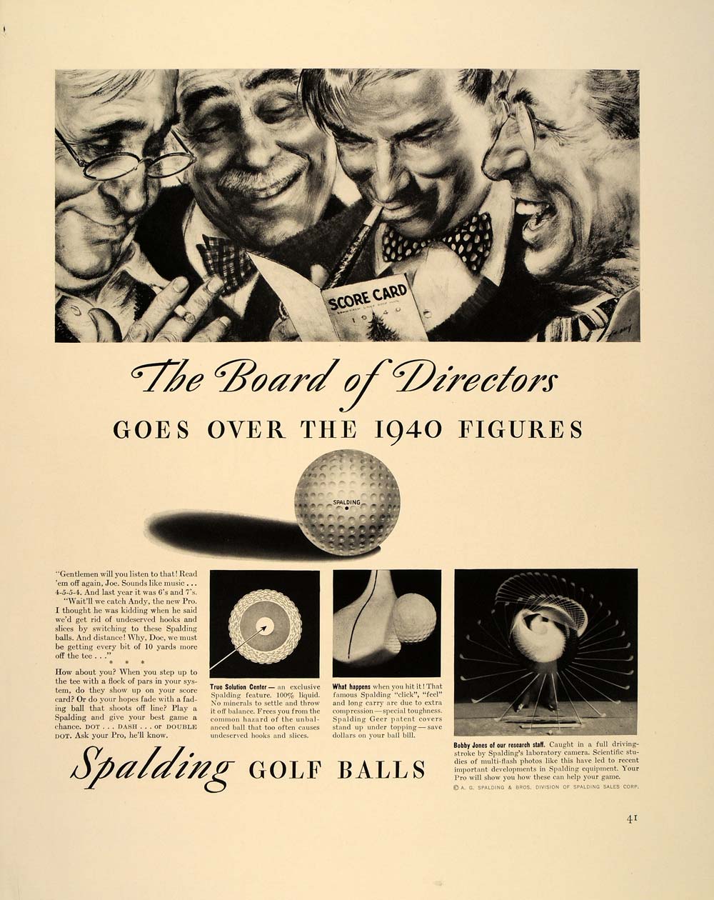 1940 Vintage Ad Spalding Golf Balls Golfers Score Card - ORIGINAL FT6