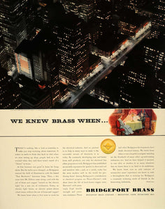 1940 Ad Bridgeport Brass New York City Buildings Night - ORIGINAL FT6