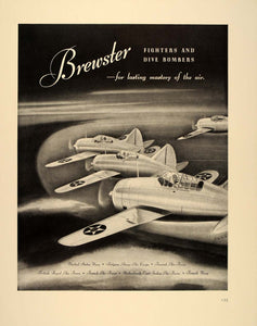 1940 Ad Brewster Fighter Dive Bomber Military Airplanes Wartime Air Force FT6