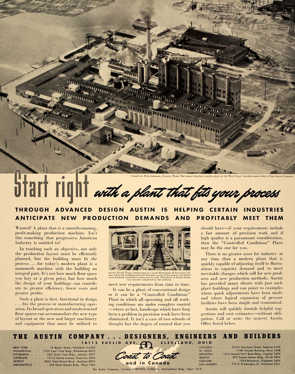 1940 Ad Austin Company Soundview Pulp Everett WA Plant - ORIGINAL FT6