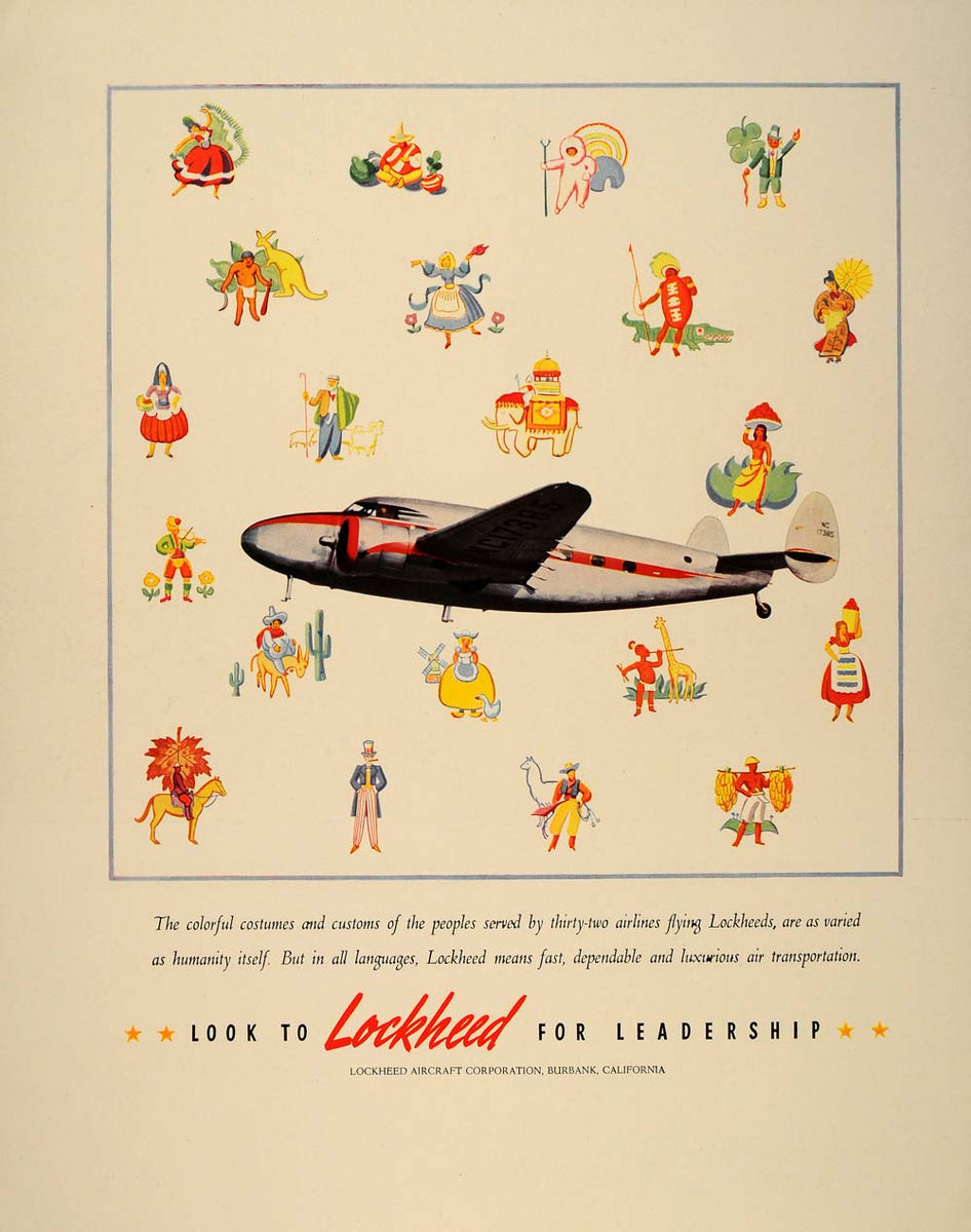 1940 Ad Lockheed Plane Airplane World Costumes Symbols - ORIGINAL FT6 ...