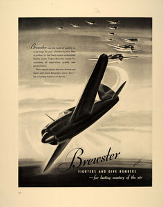 1940 Ad Brewster Dive Bomber Fighter Military Airplane Wartime Air Force FT6