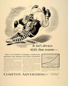 1940 Ad Compton Advertising Football Tackle Cartoon - ORIGINAL ADVERTISING FT6