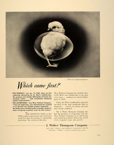 1940 Ad J Walter Thompson Advertising Chicken Egg Chick - ORIGINAL FT6