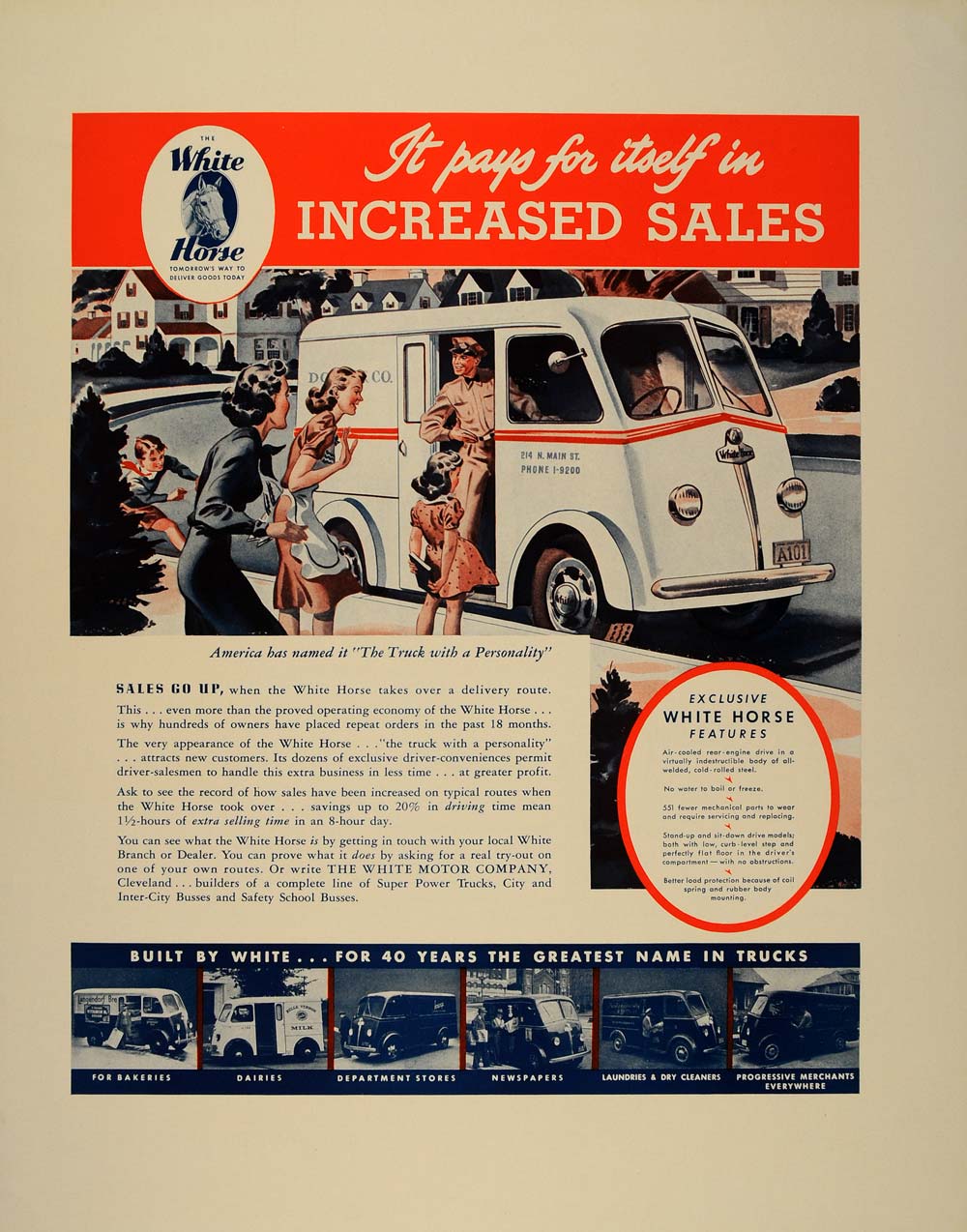 1940 Ad Vintage White Horse Delivery Van Truck Driver - ORIGINAL ADVERTISING FT6