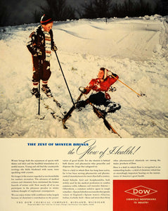 1941 Ad Dow Chemical Children Skiing Skis Winter Snow - ORIGINAL ADVERTISING FT6