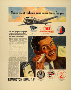 1941 Ad Remington Dual Electric Shaver Airline Insignia - ORIGINAL FT6
