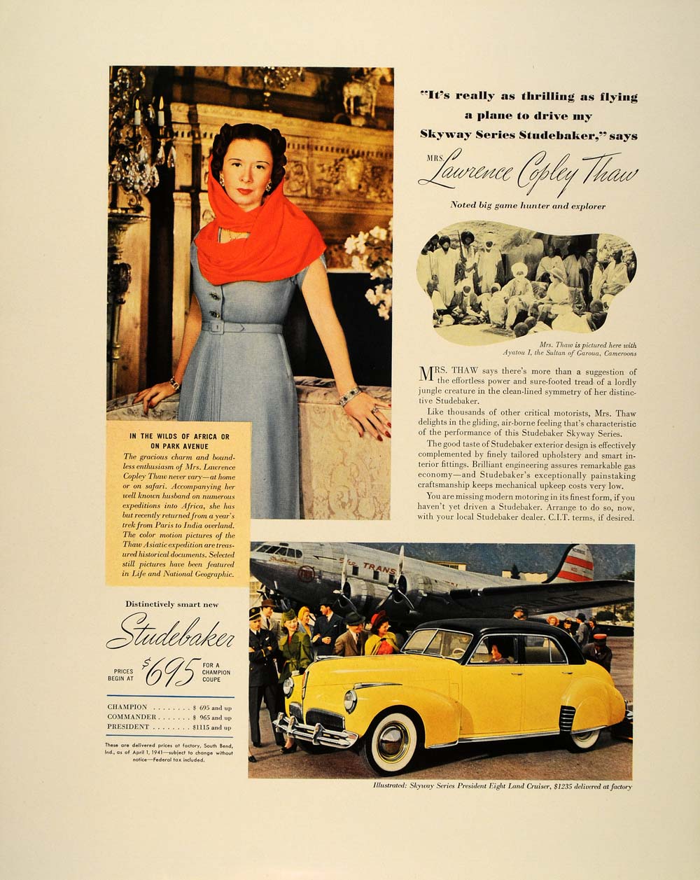 1941 Ad Studebaker Skyways Series President Yellow Car - ORIGINAL FT6