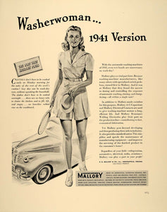 1941 Ad Mallory Washing Machine Parts Woman Tennis - ORIGINAL ADVERTISING FT6