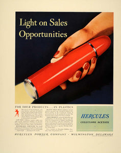 1941 Ad Hercules Cellulose Acetate Plastic Flashlight - ORIGINAL ADVERTISING FT6