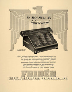 1941 Ad Friden Automatic Calculator Machine Model ST - ORIGINAL ADVERTISING FT6