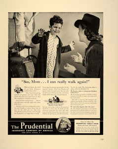 1941 Ad Prudential Polio Child Walking Wheelchair Mom - ORIGINAL ADVERTISING FT6