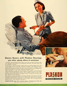 1945 Ad WWII Remington Razors Plaskon Nurse Serviceman - ORIGINAL FT6